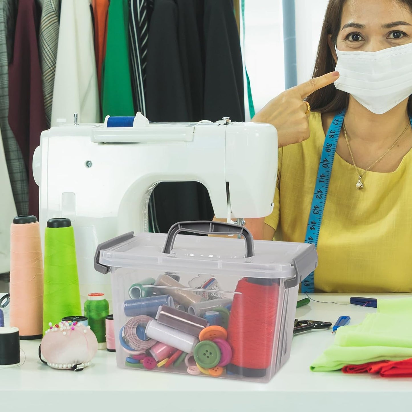 3 L Small Clear Storage Latch Box, 6 Pack Plastic Stackable Organizer Containers with Lids