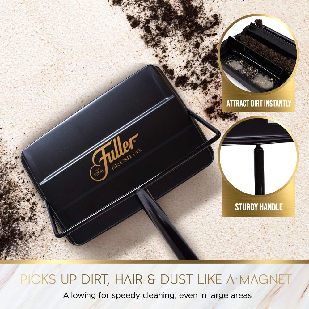 Fuller Brush 17072 Electrostatic Carpet & Floor Sweeper - 9" Cleaning Path - Lightweight - Ideal for Crumby Messes - Works On Carpets & Hard Floor Surfaces - Pink