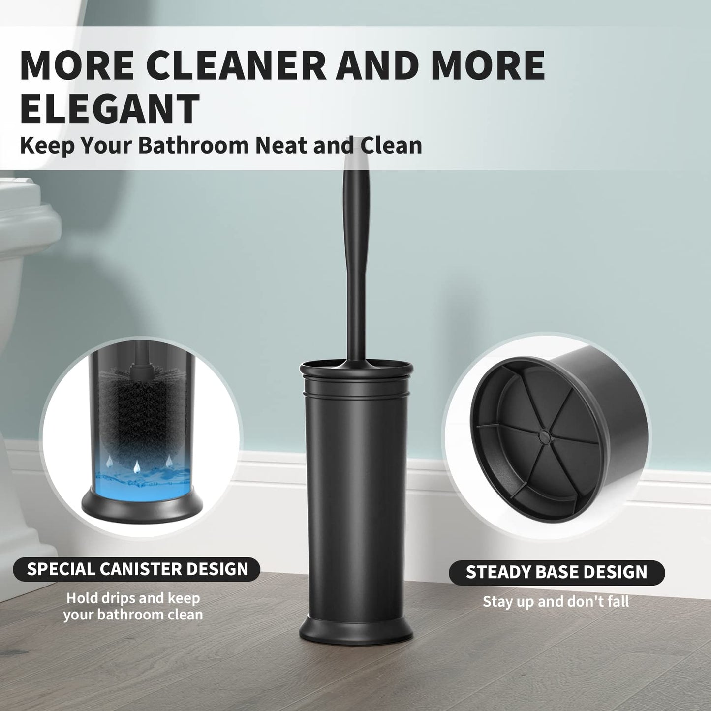 UPTRONIC Toilet Brush, Toilet Bowl Brush with Extra Long Handle Durable Bristles Toilet Scrubber