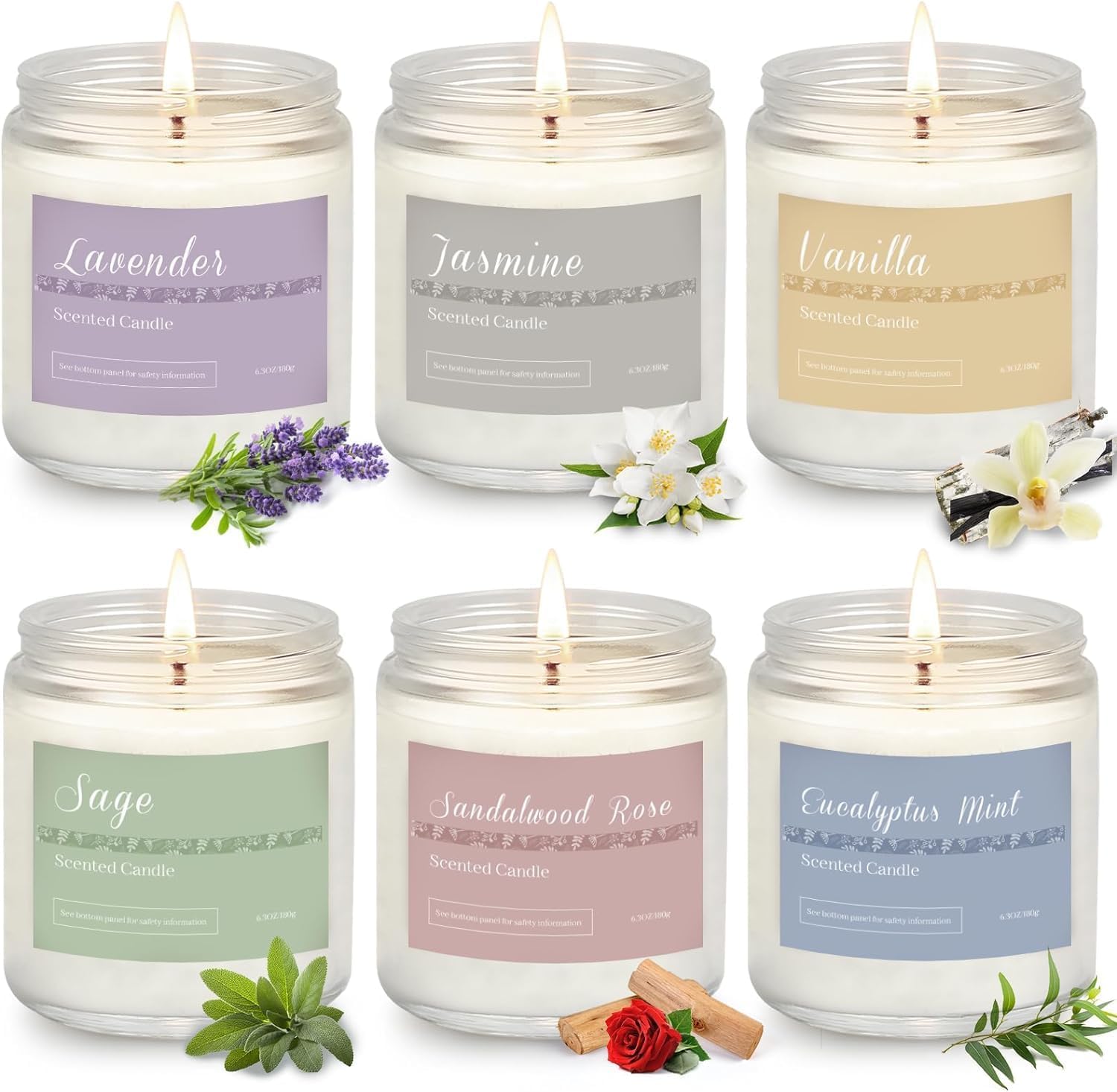 Scented Candles Gift Set for Women, 6-Pack Aromatherapy Candles for Home