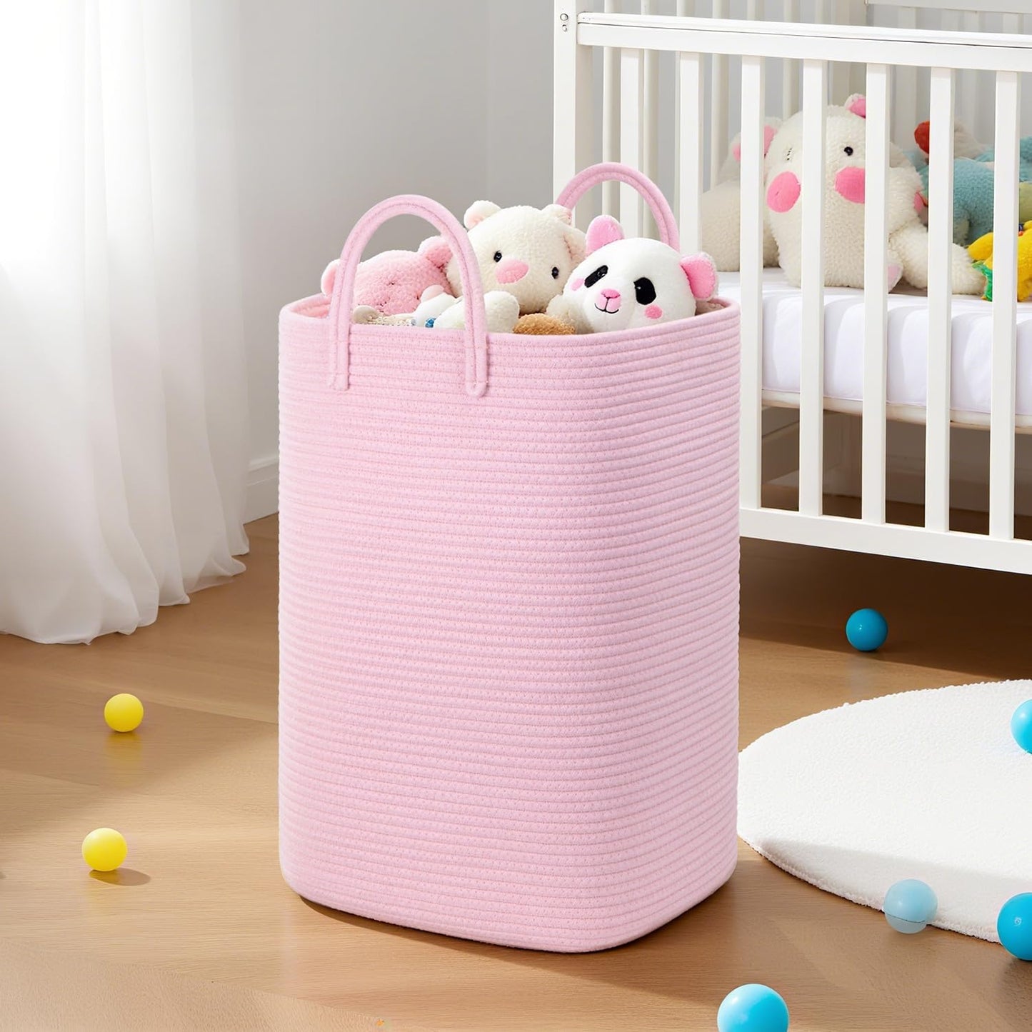 Laundry Basket,Woven Cotton Rope Laundry Hamper,100L Versatile Storage for Dirty Clothes,Baby Toys,and Blankets in Bathroom, Nursery,and Living Room