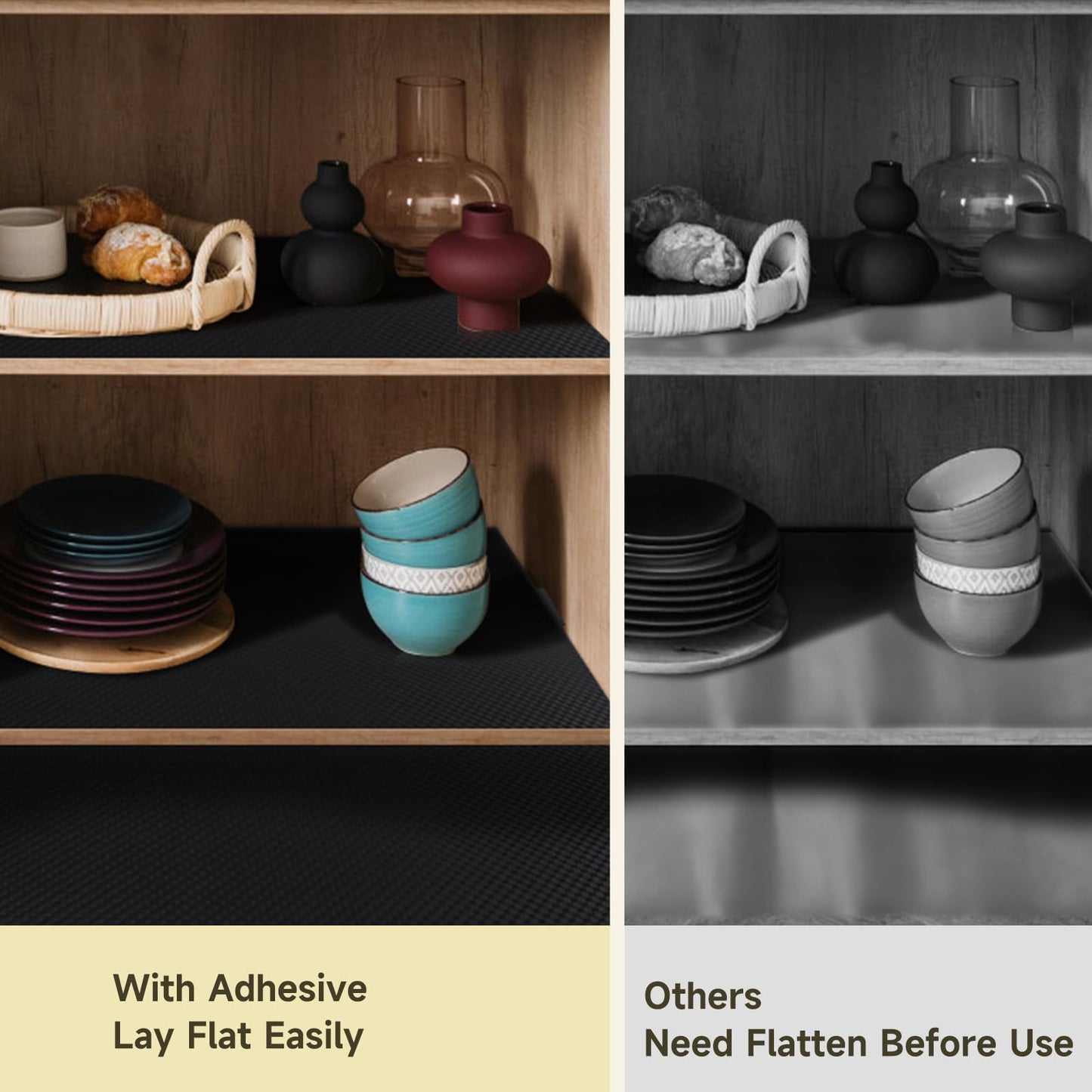 WochiTV Adhesive Shelf Liner 11.8 X 59 Inches Peel and Stick Kitchen Liner for Cabinets, Drawers