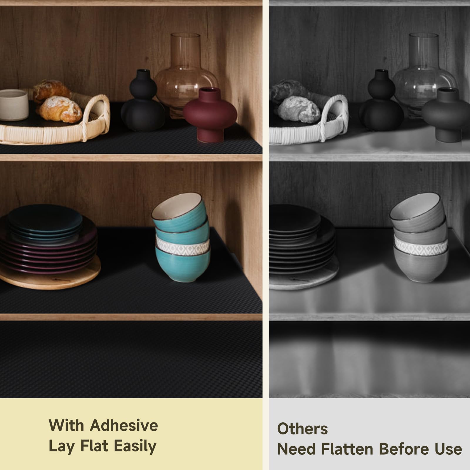 WochiTV Adhesive Shelf Liner 11.8 X 59 Inches Peel and Stick Kitchen Liner for Cabinets, Drawers