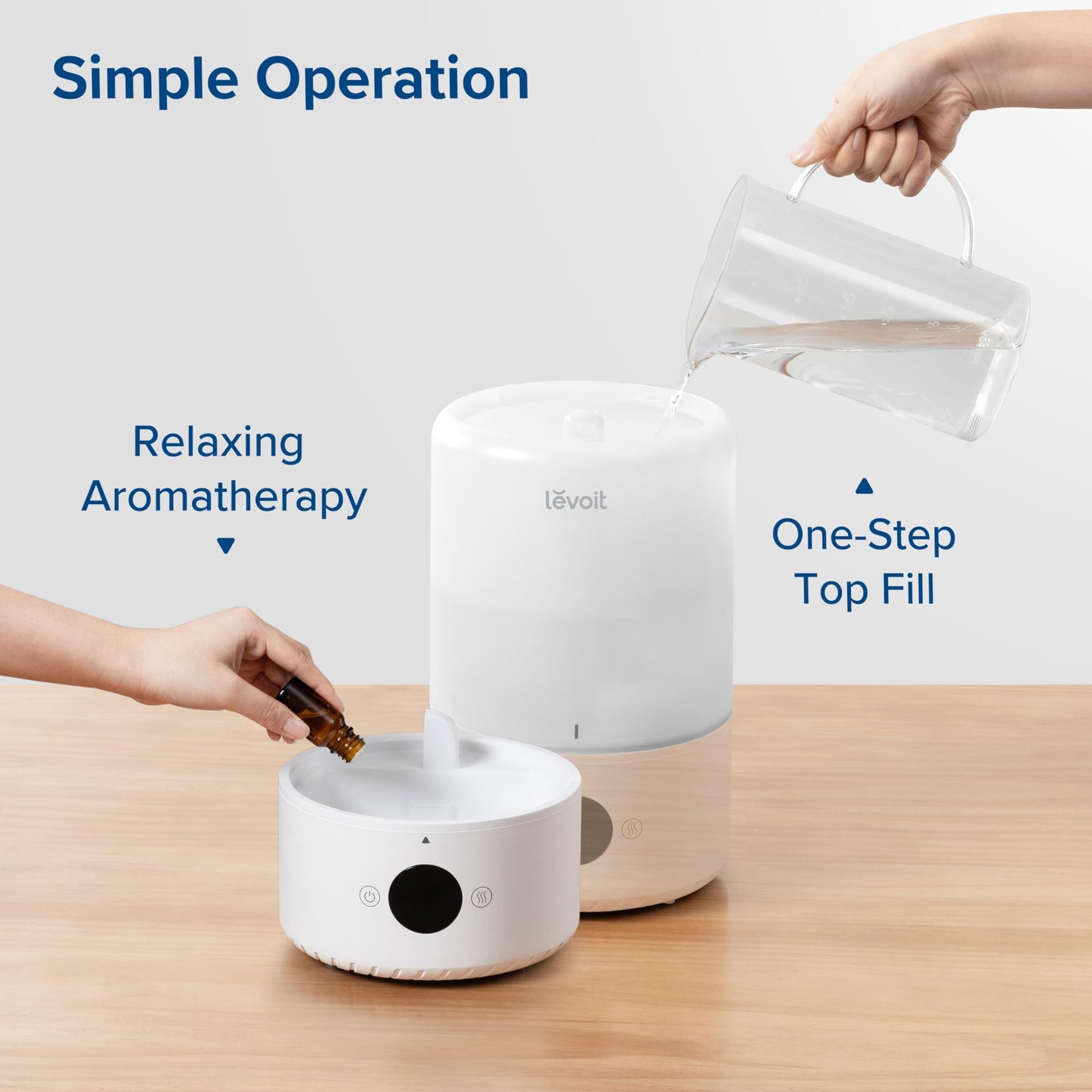 Levoit Smart Cool Mist Top Fill Humidifiers for Bedroom with Sensor, 3L