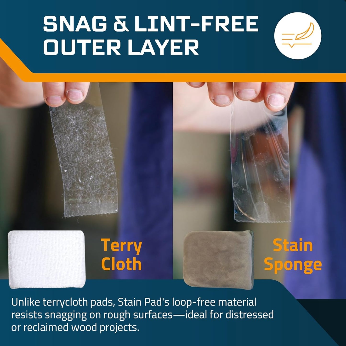 MāKRS Stain Sponge, 3-Pack Staining Pads, Stain Brushes for Wood, Lint and Streak-Free Applicator Sponges, Micro-Brush Over Foam Core, for Wood Stains and All Finishes, Easy to Use