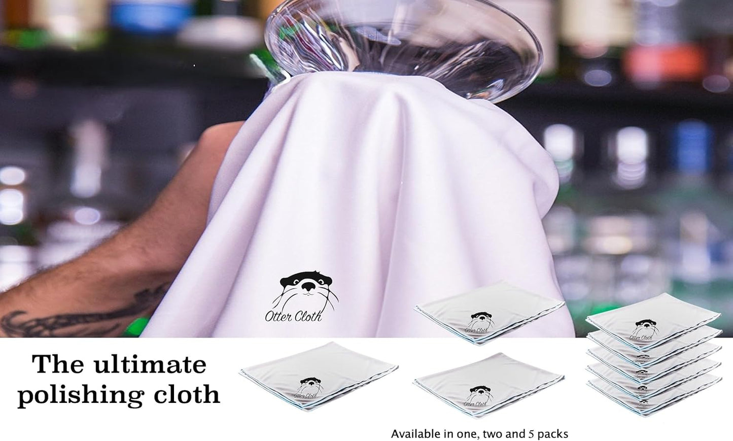 Trendy Bartender Toast to Perfection Microfiber Glass Polishing Lint-Free Cloth for Spotless Shine and a Residue-Free Finish - Pack of 5-25x20 inch - White