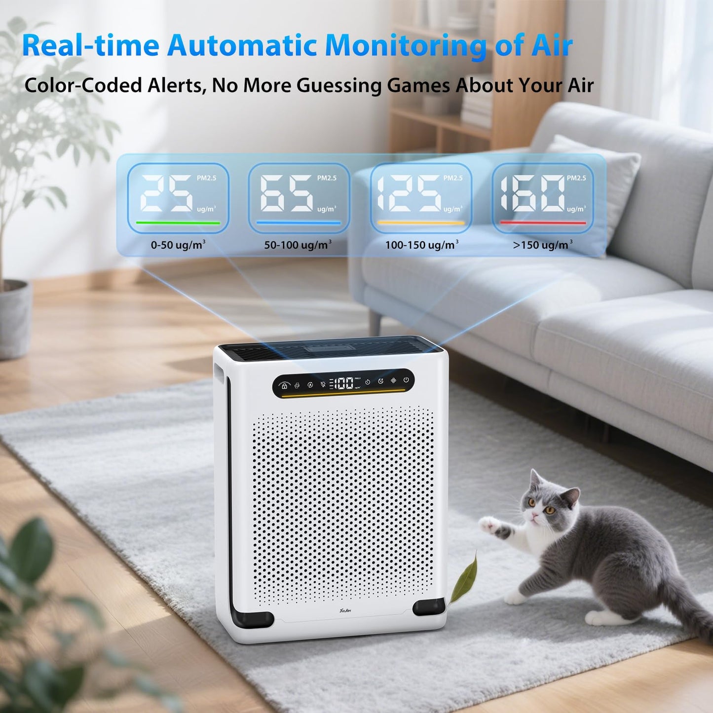 FreAire Air Purifiers for Home Large Room Up to 2600 Ft², HAP605, White