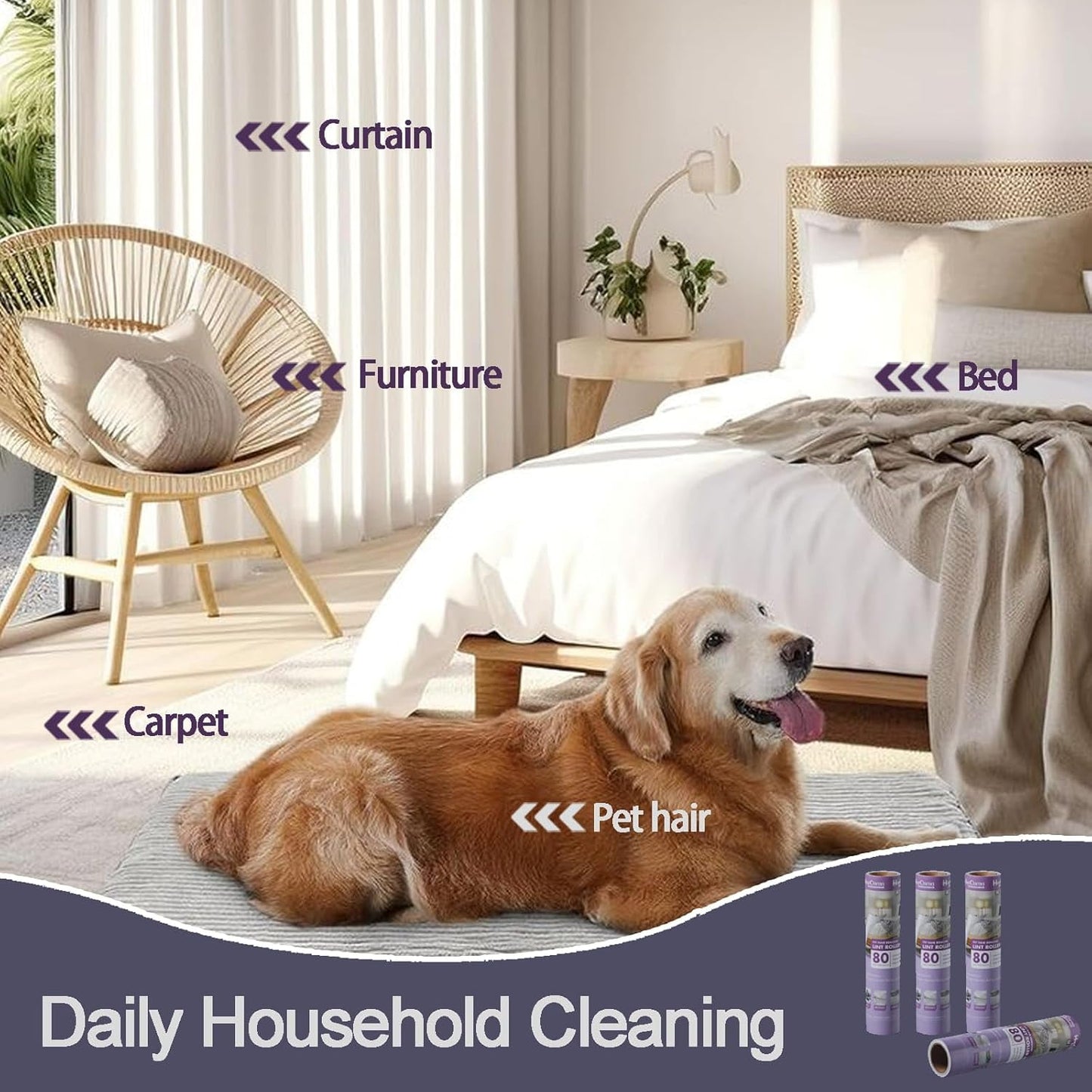 9.45 inch Large Surface Lint Roller Refills, Fits Most 9.45" Supersize Lint Rollers with 1.5" ID, Total 320 Easy Tear Sheets (Pack of 4)