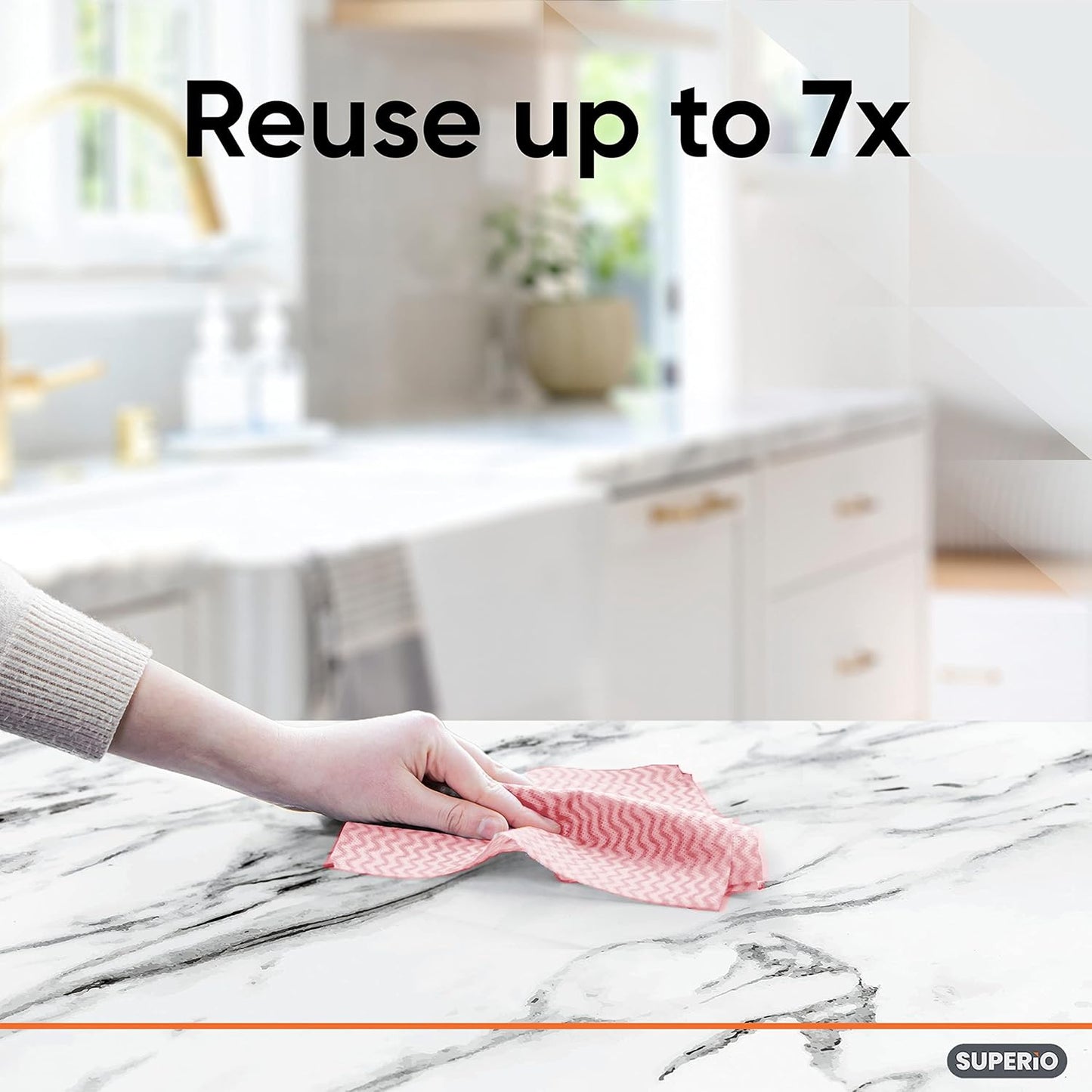 Superio Handy Wipes For Kitchen - Red Reusable Multi-Purpose Heavy-Duty Cleaning cloth for house, Bathroom, and office. Disposable Dish Towel (30)