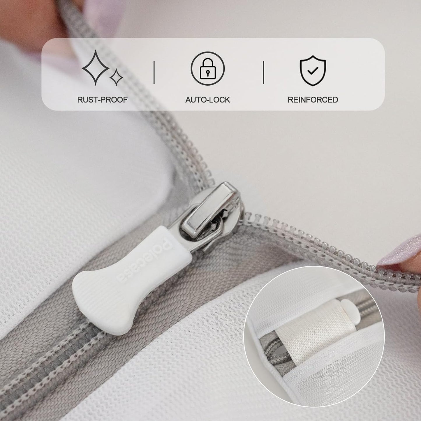 Polecasa 3Pcs 16 x 20 Inches Extra Durable Fine Mesh Laundry Bags with Sturdy Zipper for Delicates, Protect Clothes in Washing Machine, Laundry Room Essentials for College, Dorm (3 Large)