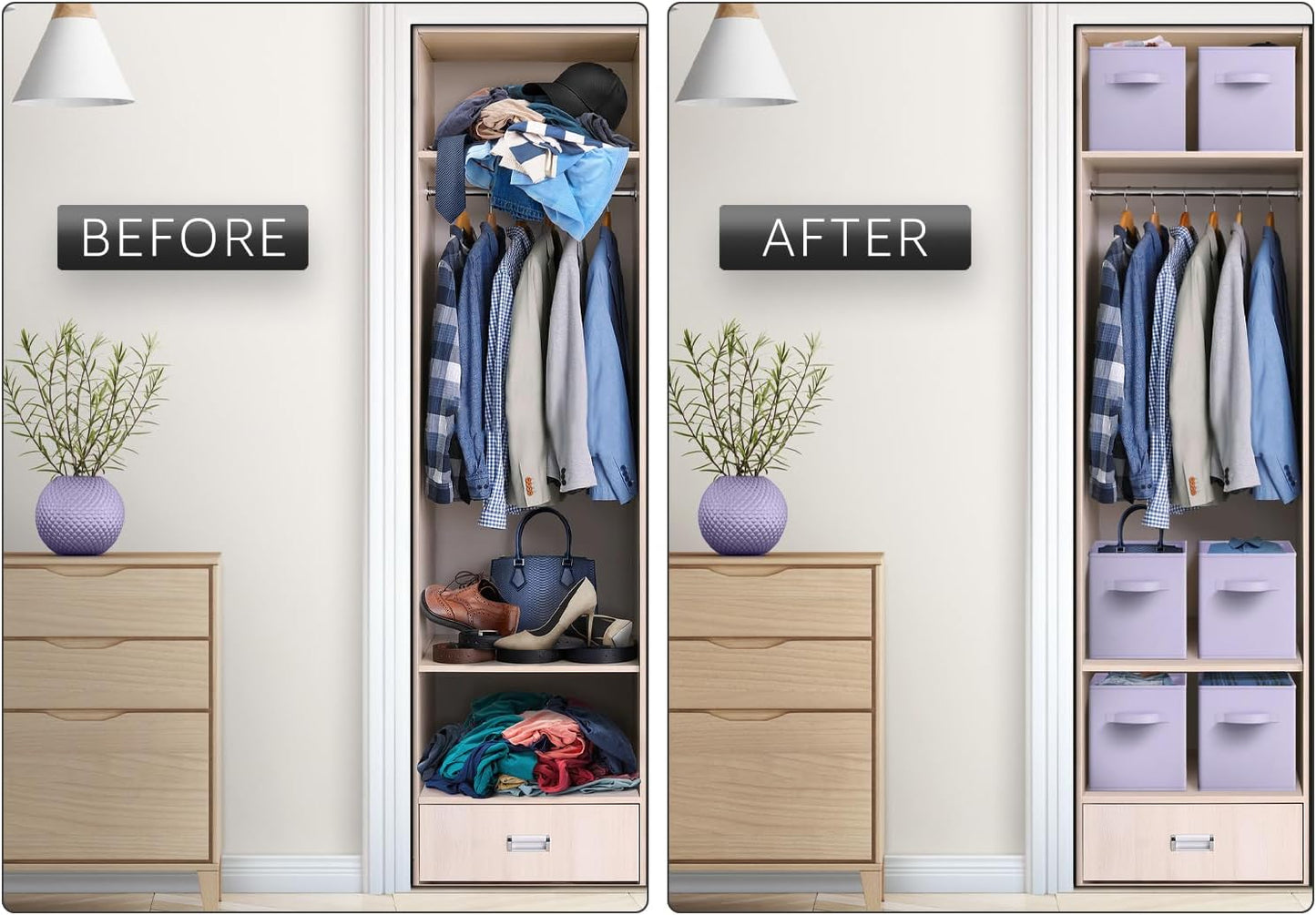 Sorbus 13 Inch Storage Bins - Sturdy Collapsible Fabric Storage Cubes with Handle - 8 Foldable Baskets for Organizing Clothes, Toys, Books - Storage Baskets for Shelves, Closets