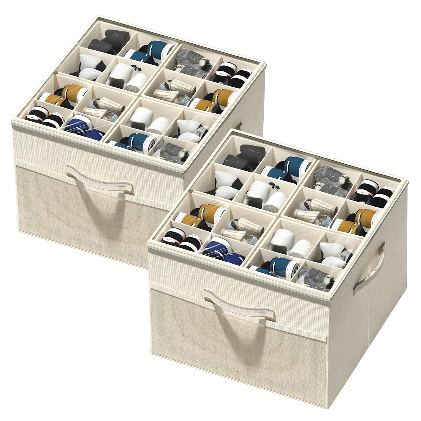 Shoe Organizer for Closet, Foldable Shoe Storage with Adjustable Dividers