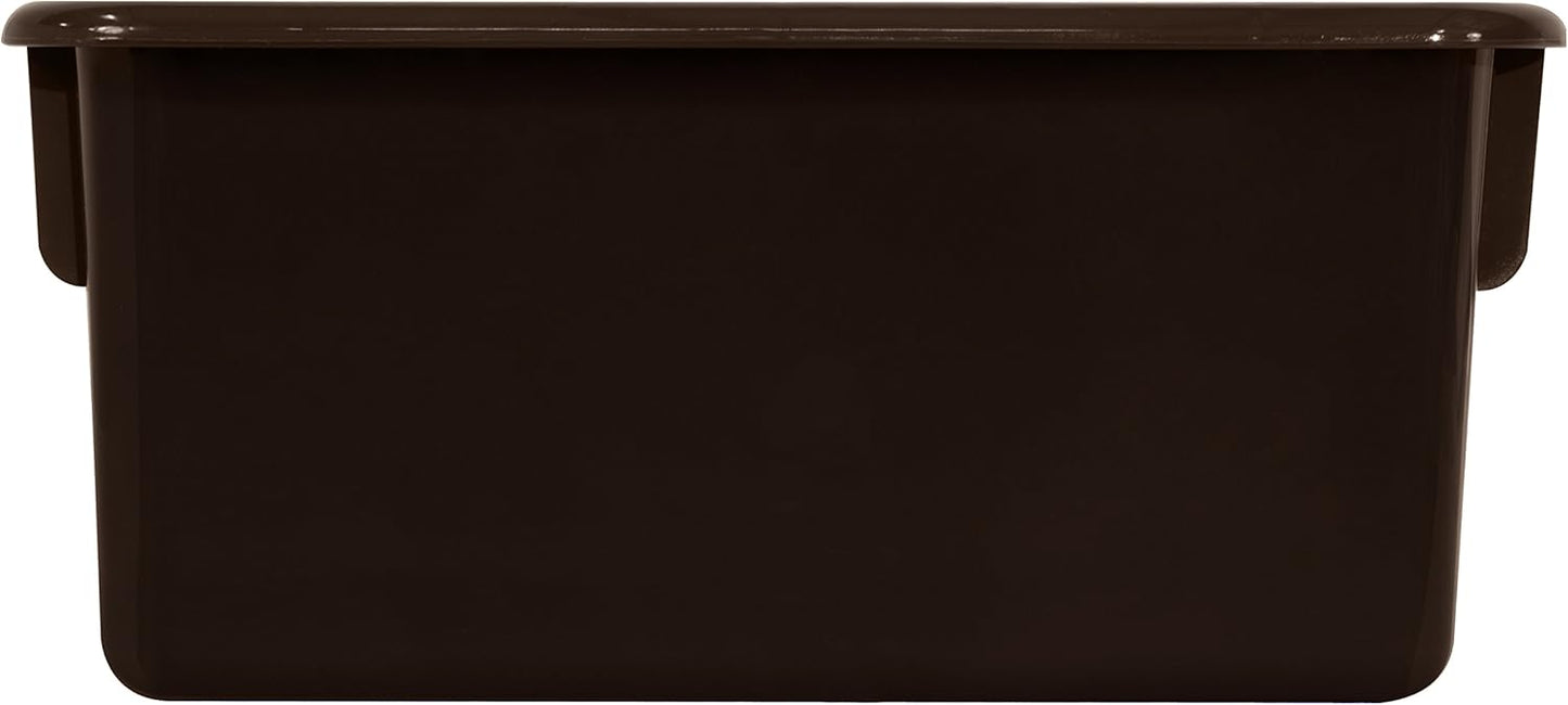 Wood Designs Cubby Storage Bin, Heavy Duty Plastic Containers for Kids Brown Cubby Tray Set of 20