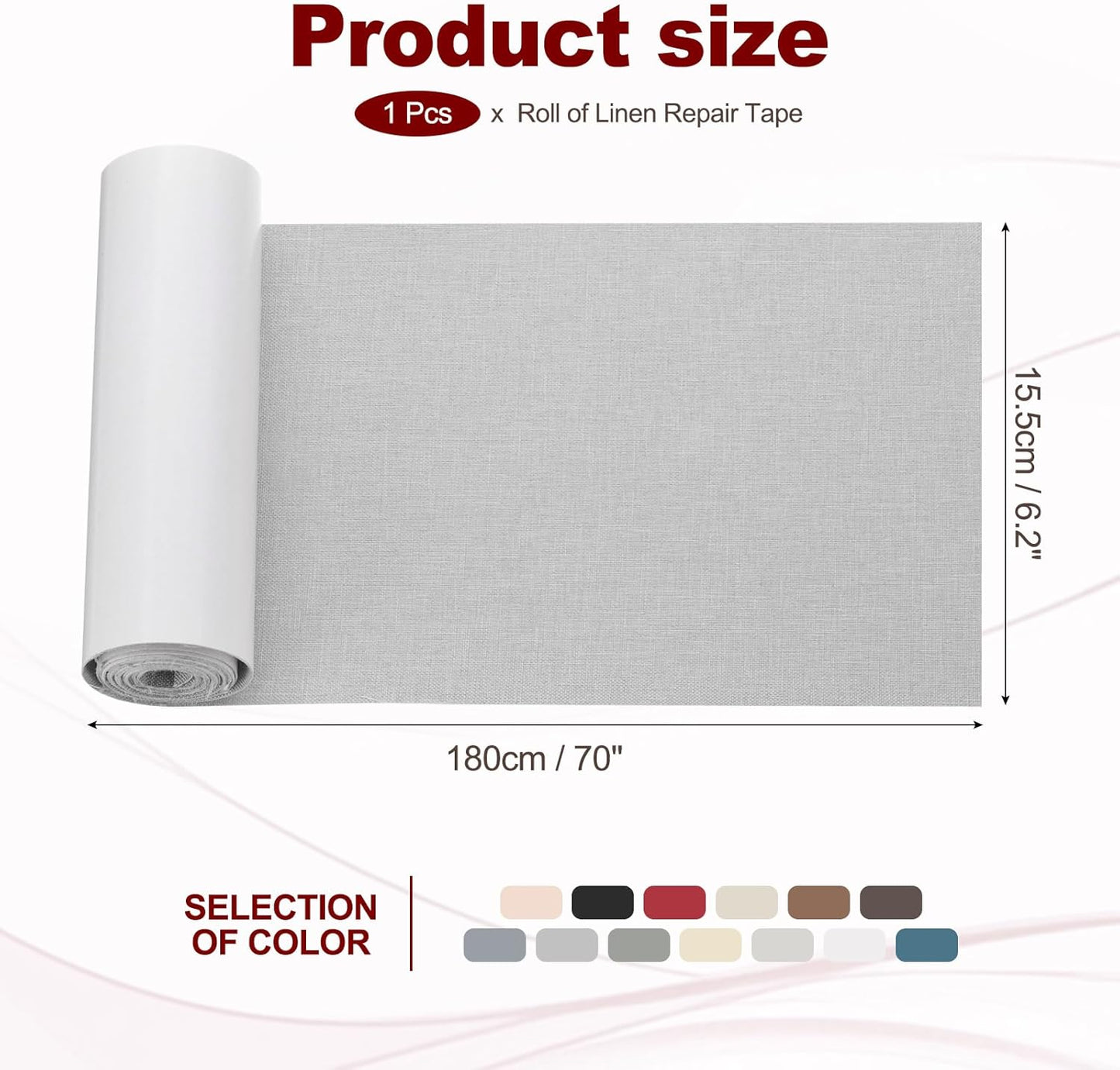 PATIKIL 70x6.2 Inch Linen Repair Tape, Repair Fabric Patch Self Adhesive Couch Patch Line Repair Patch for Furniture Sofa Car Seats Office Chairs, Beige Gray
