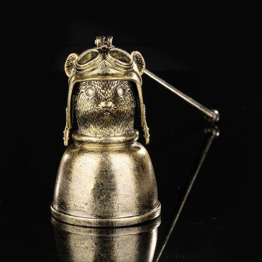 Aviator Mouse Candle Snuffer - Vintage Gunmetal Pilot Rodent with Helmet, Extinguisher Tool for