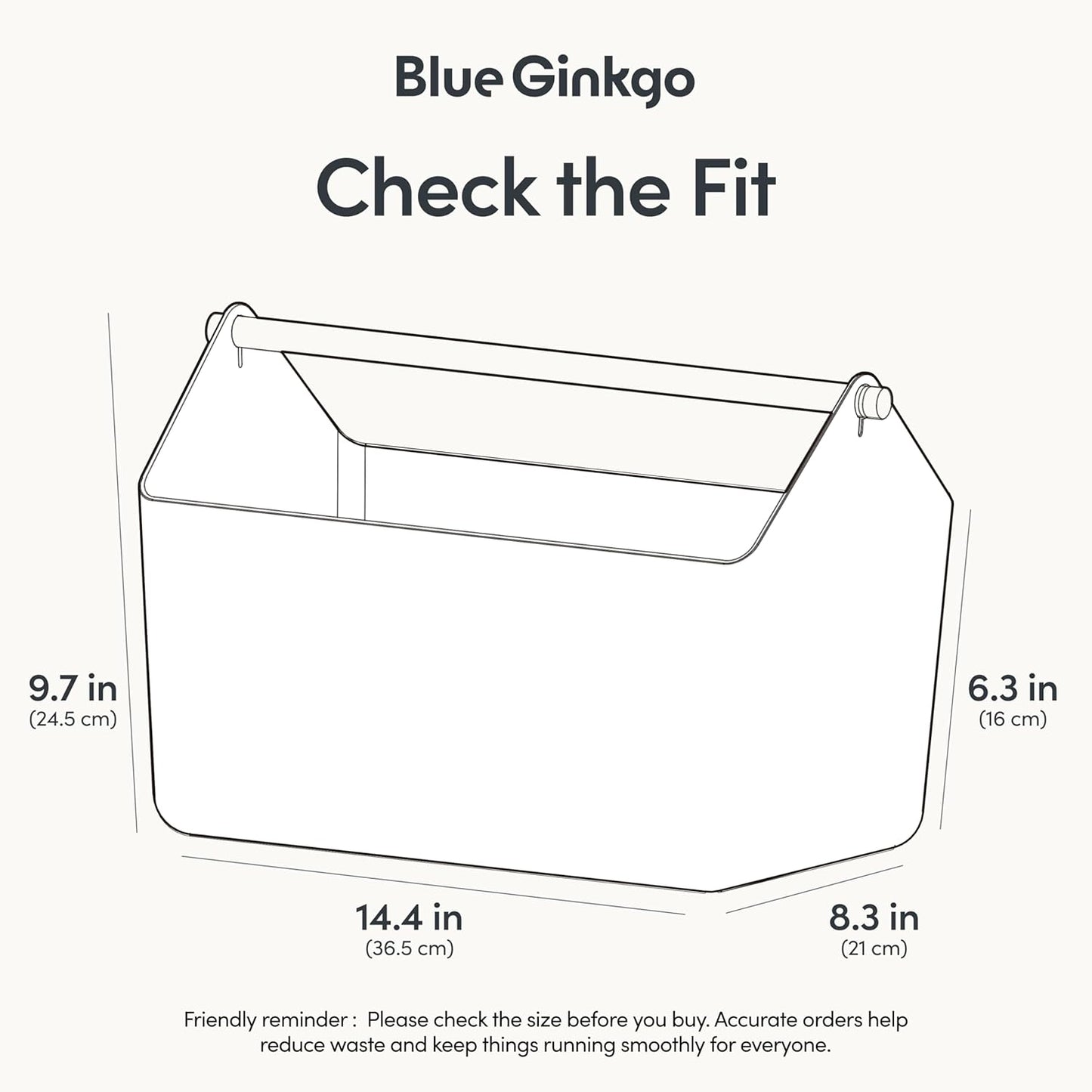 BLUE GINKGO Large Storage Basket – Plastic Caddy with Wooden Handle for Bathroom, Pantry, or Cleaning Supplies (White)