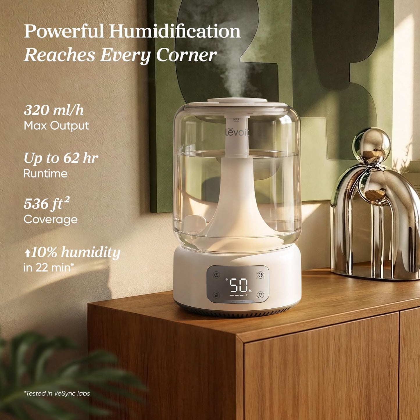 Levoit Humidifiers for Bedroom Large Room, 6.2L Dishwasher Safe, Smart App