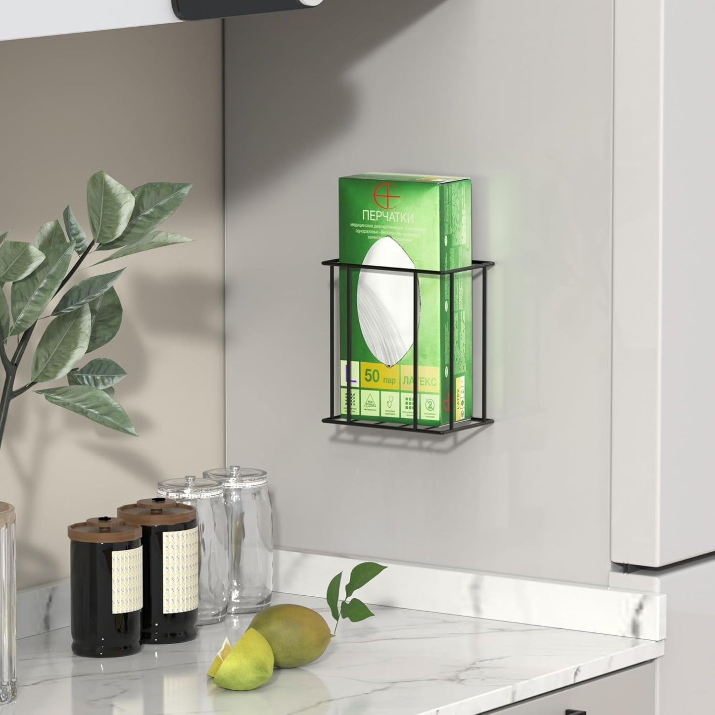 Magnetic Glove Box Holder Wall Mount, Disposable Glove Dispenser, Rubber Latex Tissue Box Organizer for Tool Garage Workshop Kitchen