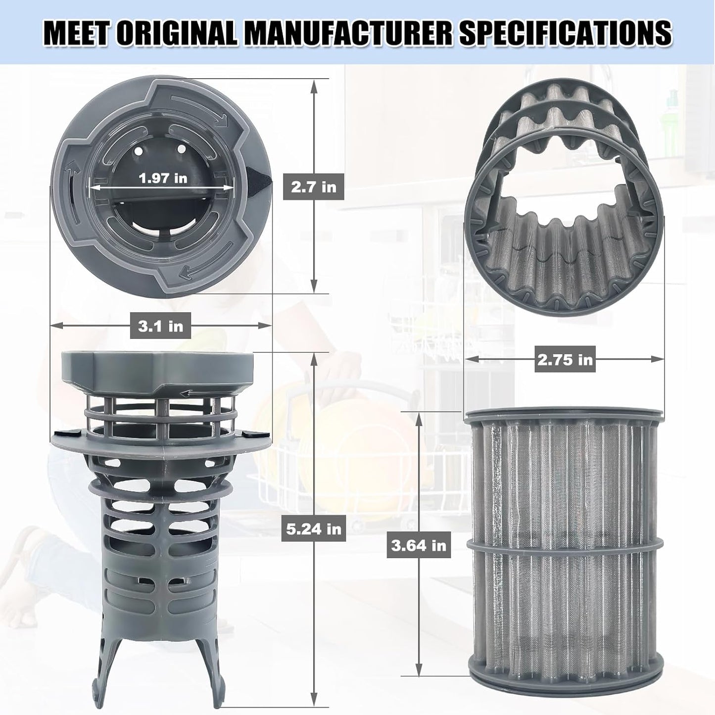 UPGRADED 645038 Dishwasher Drain Mesh Filter - 00645038 Dishwasher Filter Replacement 00651097