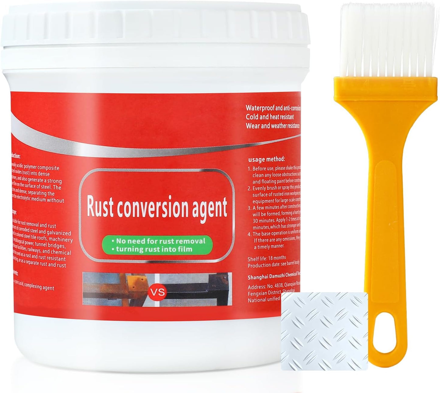 Water-Based Metallic Paint,Rust Removal Converter Metallic Paint,Rust Remover Converter for Metal, Car Anti Rust Paint Chassis Universal Rust Removal Converter with Brush (White)