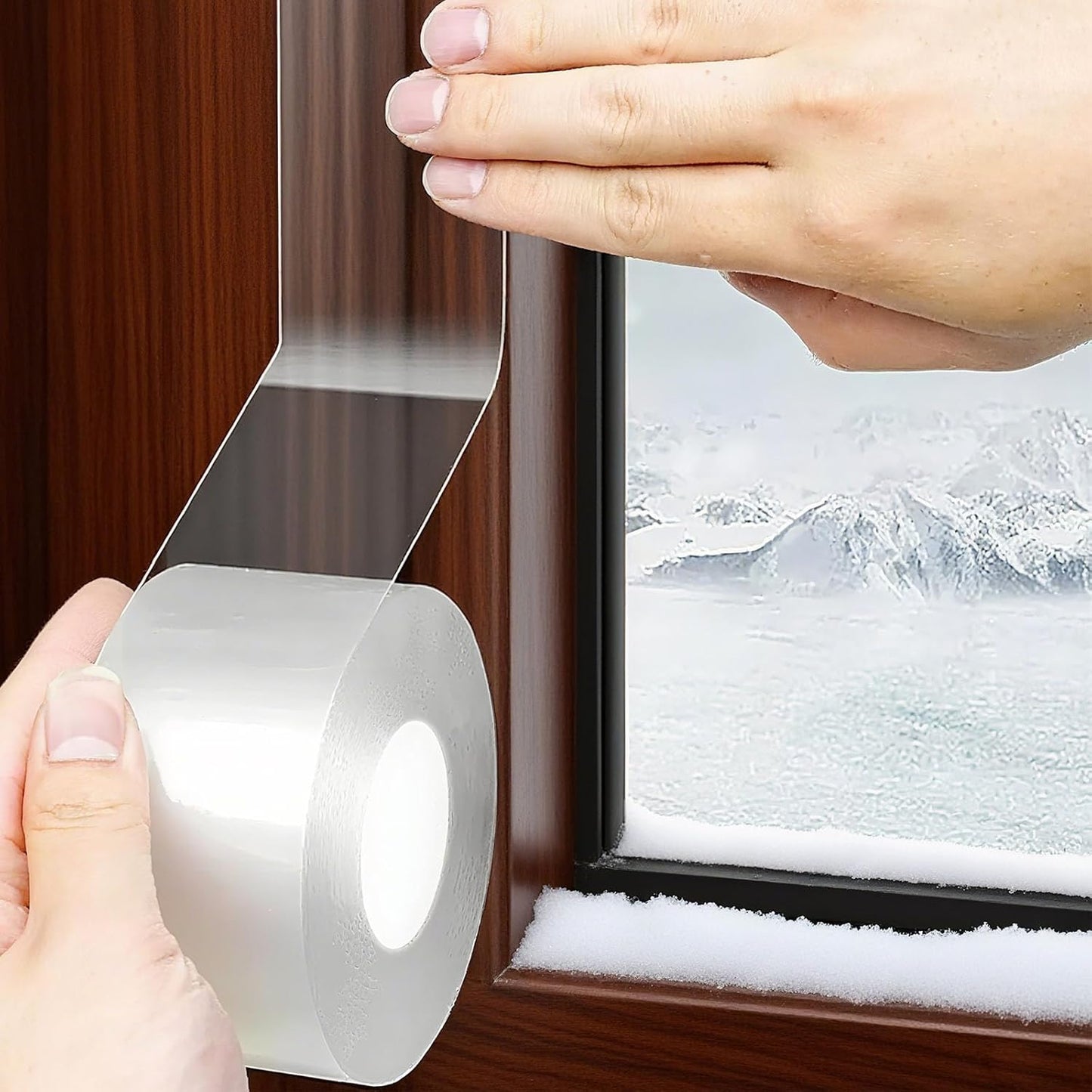 Transparent Window Weather Sealing Tape 2 Inch x 33 FT Weather Stripping Residue-Free Clear Window Insulation Caulk for Shower Glass Gaps and Clear Tape Doors Windows Windproof