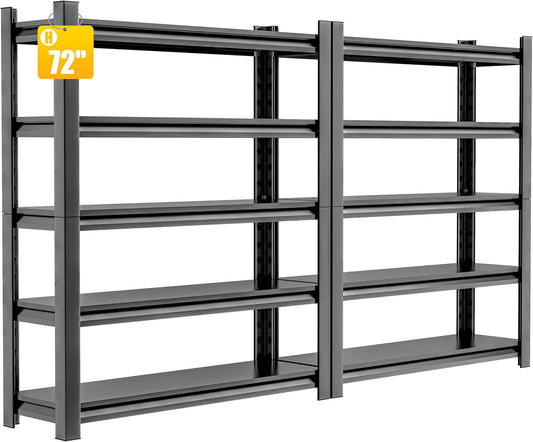 2 Pieces Garage Shelving,5 Tier 72"X47.2"X23.6"Inches,Storage Shelves Heavy Duty Thickened Metal