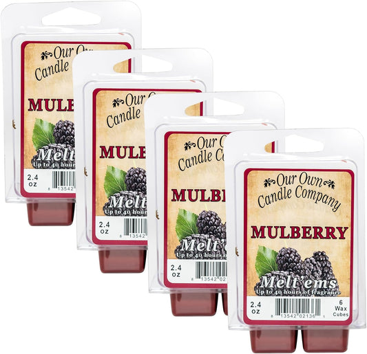 Our Own Candle Company Premium Wax Melt, Mulberry Scent, Handmade in The USA, 24 Cubes (4 Pack, 9.6oz Total)