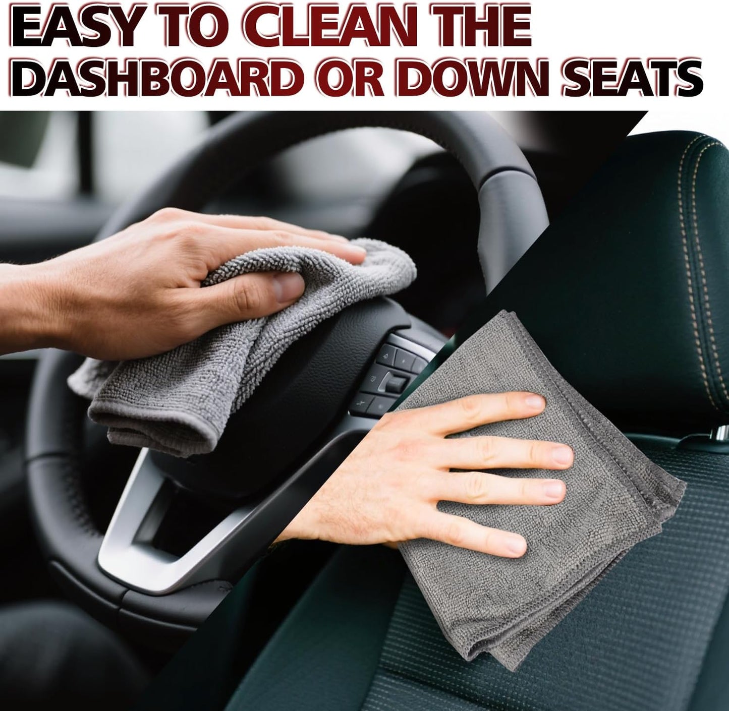 Microfiber Cleaning Cloth 12 Pack, 12.6 x 12.6 inch Microfiber Towels for Cars, High Performance Ultra Absorbent Car Washing Cloth, Lint Free Streak Free Cleaning Rags, 1200 Washes