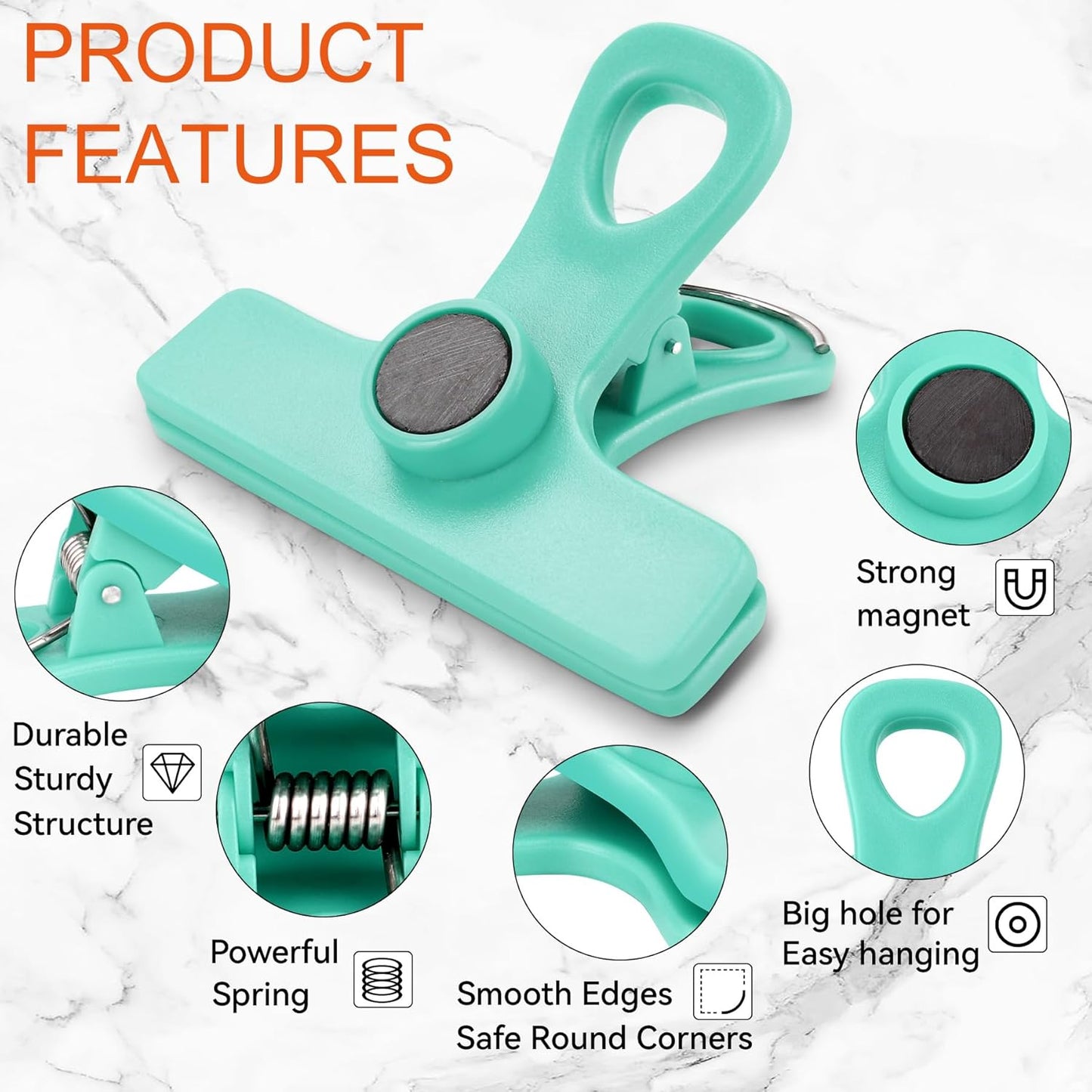 TACGEA Chip Clips, Magnetic Bag Clips with Air Tight Seal for Food Storage, 8 Pieces, Multicolor