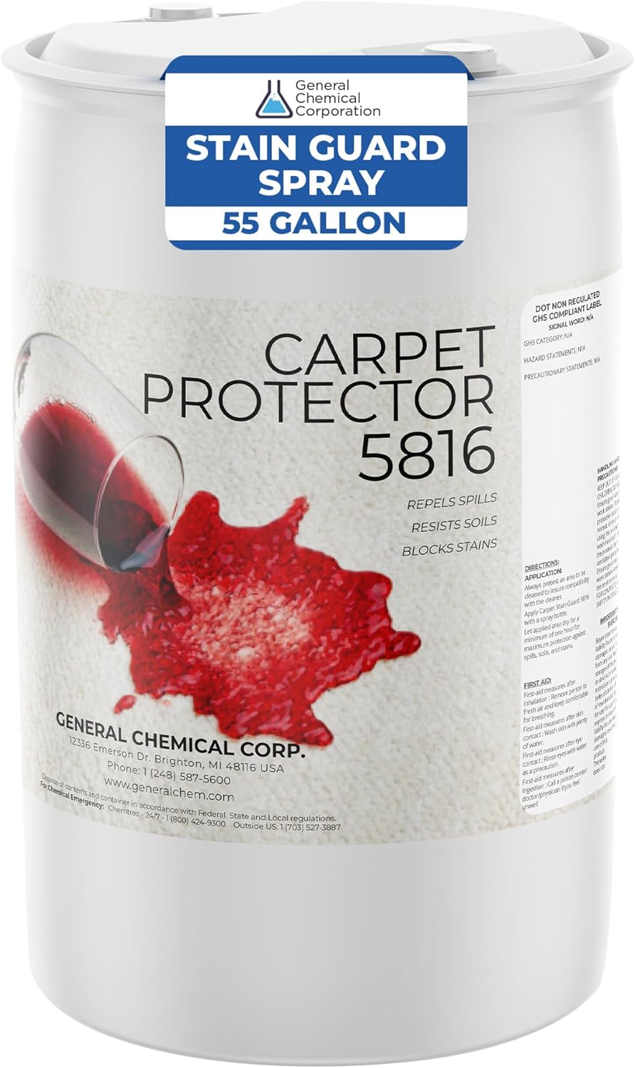 General Chemical Stain Shield Spray - Safe Fabric Protector Spritz and Stain Guard 5816 for Upholstery, Carpets, Rugs, Drapes & More - Impermeable Protectant Spray for Outdoor & Indoor Use - 55 Gallon