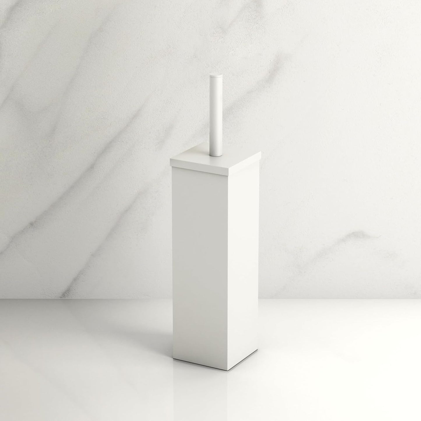 Gatco 1488W Elegant Square Toilet Brush Holder, Matte White