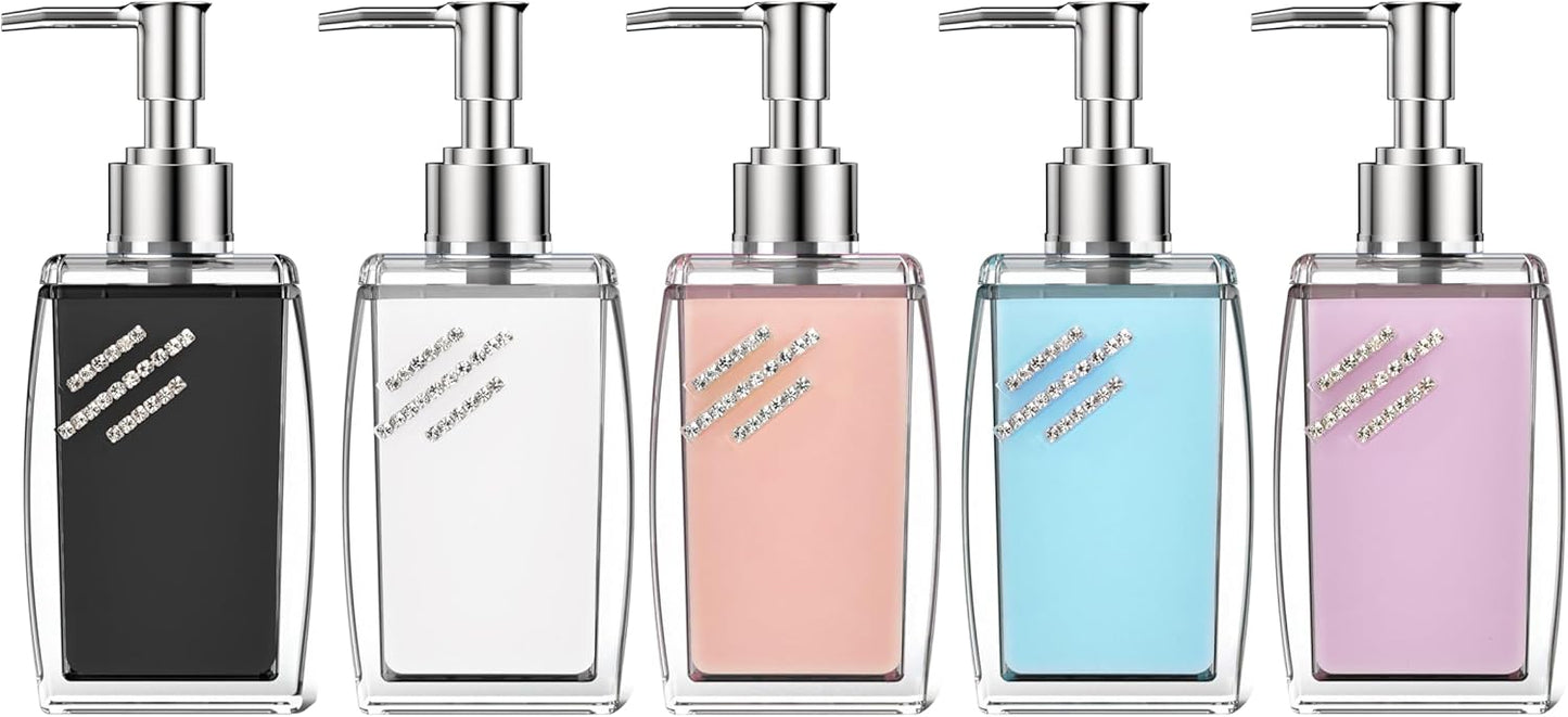 Pink Soap Dispenser with Refillable Plastic Pump for Bathroom Sink or Kitchen Counter, Ideal for Hand Soap, Liquid Soap, Dish Soap, or Lotion Use