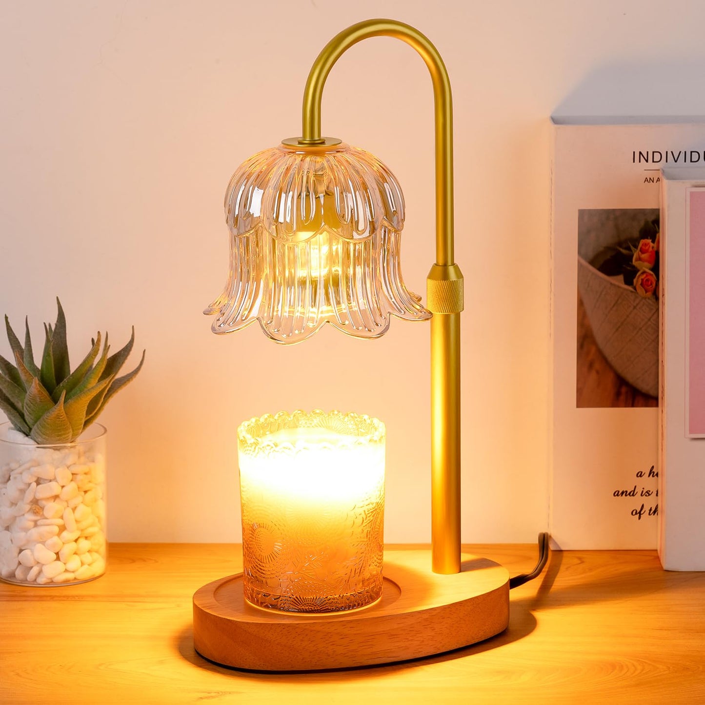Candle Warmer Lamp Flower Electric Timer - Home Decor Women Birthday Gifts