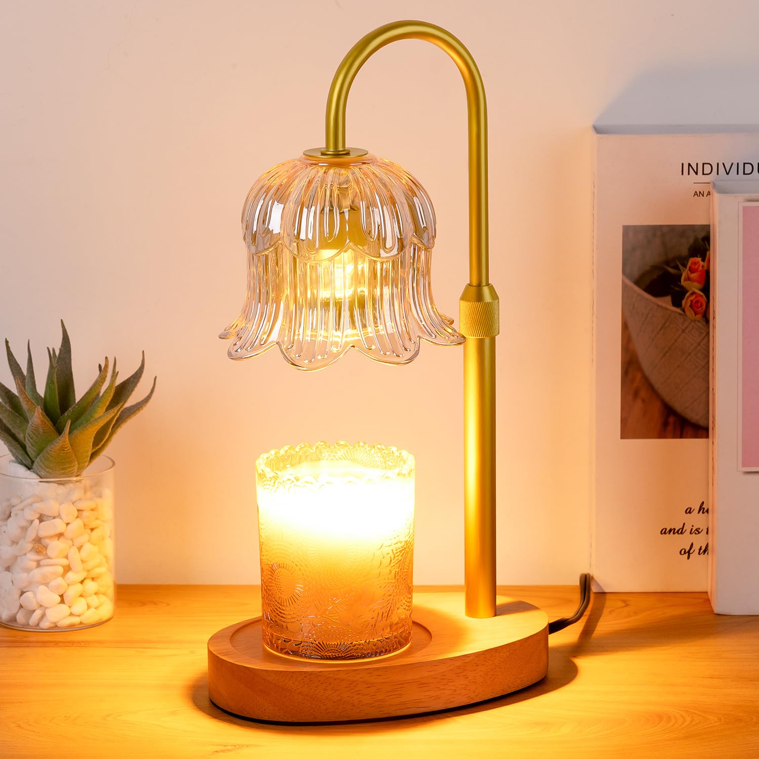 Candle Warmer Lamp Flower Electric Timer - Home Decor Women Birthday Gifts