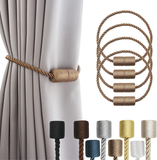 4 Pack Strong Magnetic Curtain Tiebacks Outdoor Elegant Decorative Tie Backs Modern Rope Tiebacks
