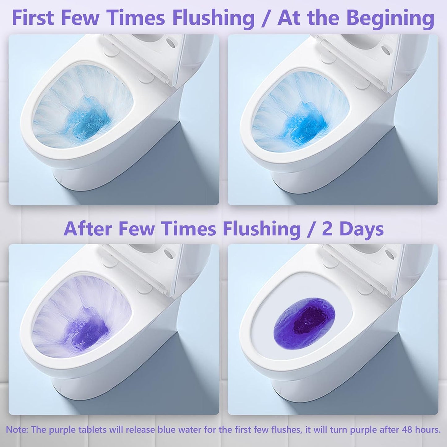 Toilet Bowl Cleaner Tablets, Automatic Toilet Bowl Cleaners, Long-Lasting Toilet Tabs Drop in Tank for Deodorizing & Descaling, Purple, 40 Packs