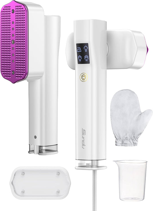 Steamer for Clothes, Sundu Portable 2-in-1 Steamer & Iron, 15s Fast Heat-up, 100ml Water Tank, Ironing Gloves, 20 Min Continuous Steam, Wrinkle Remover for Garment, Travel & Home Use (Cream White)