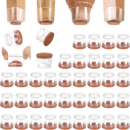 CHUNZEXI 48 Pack Chair Leg Floor Protectors for Hardwood Floors, Silicone Felt Covers Pads Caps, Protect Wood Furniture Feet Floors Noise Reduce and Scratch (Universal Large & Clear)