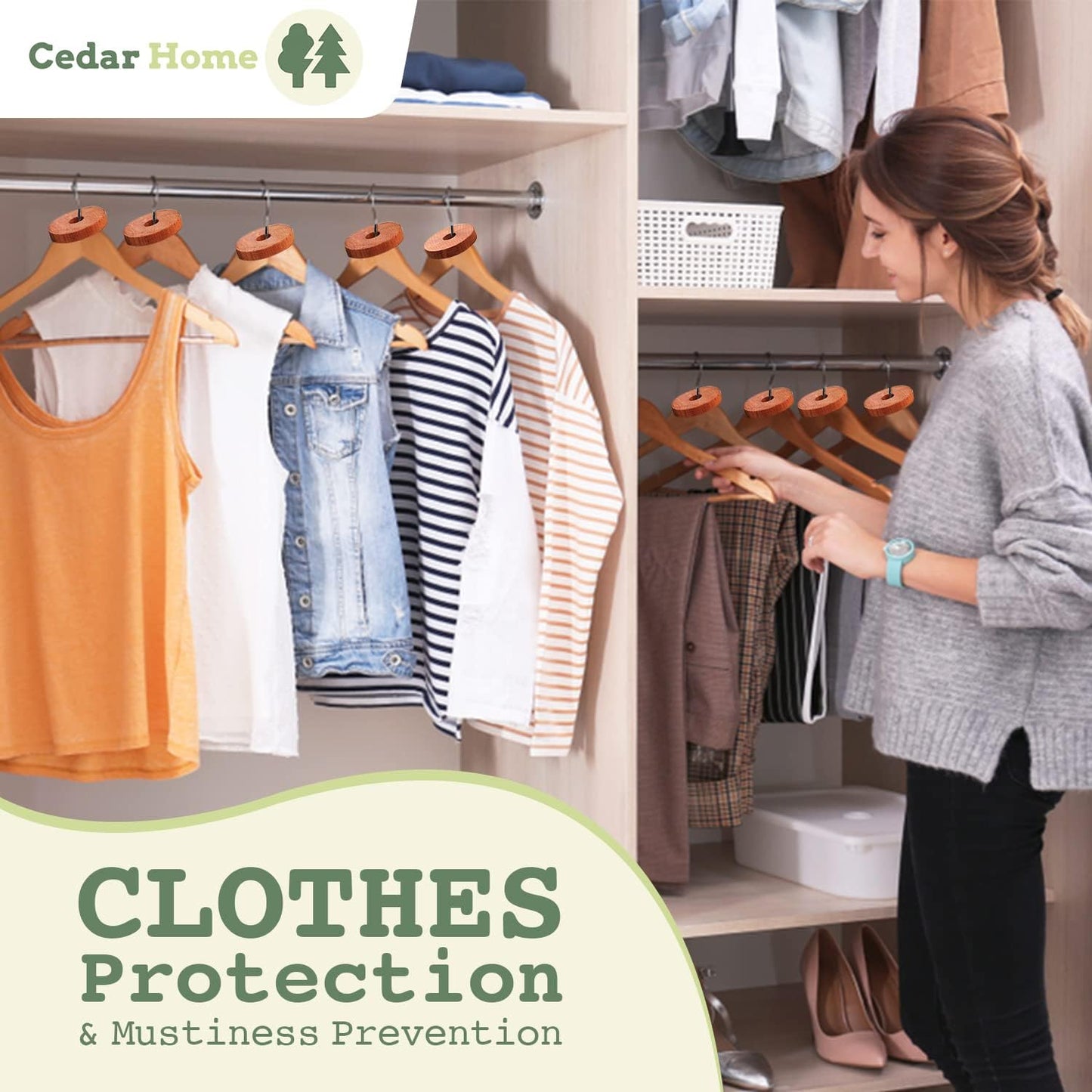 Cedar Blocks for Clothes Storage | Cedar Balls & Rings | Dresser Drawer Freshener Odor Eliminator | 40 Pieces, 30 Rings & Bonus 10 Balls, U.S.A Seller