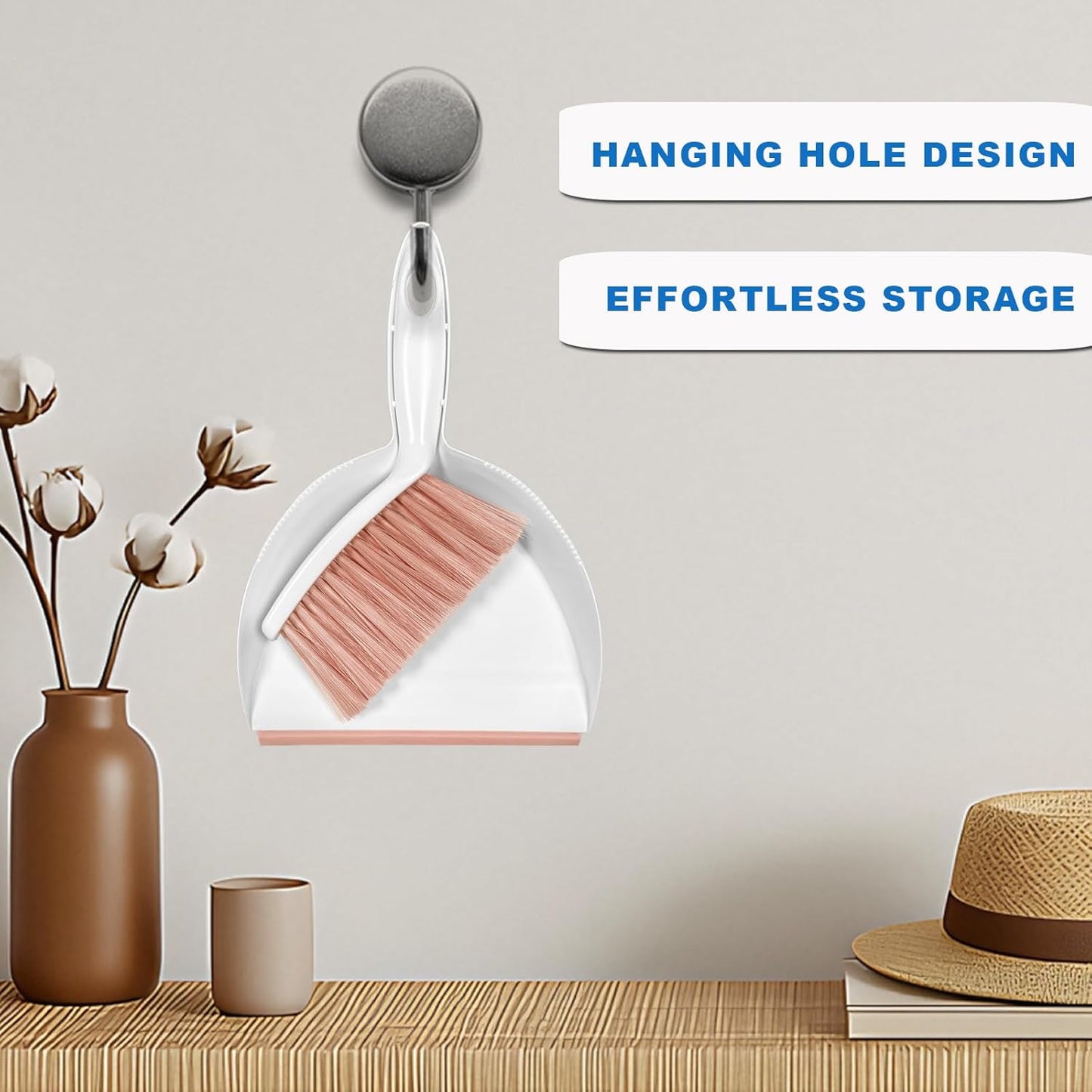 Mini Broom and Dustpan Set Small Dust pan & Brush Set Portable Cleaning Tools for Home Office RV Camping Learning (Pink)