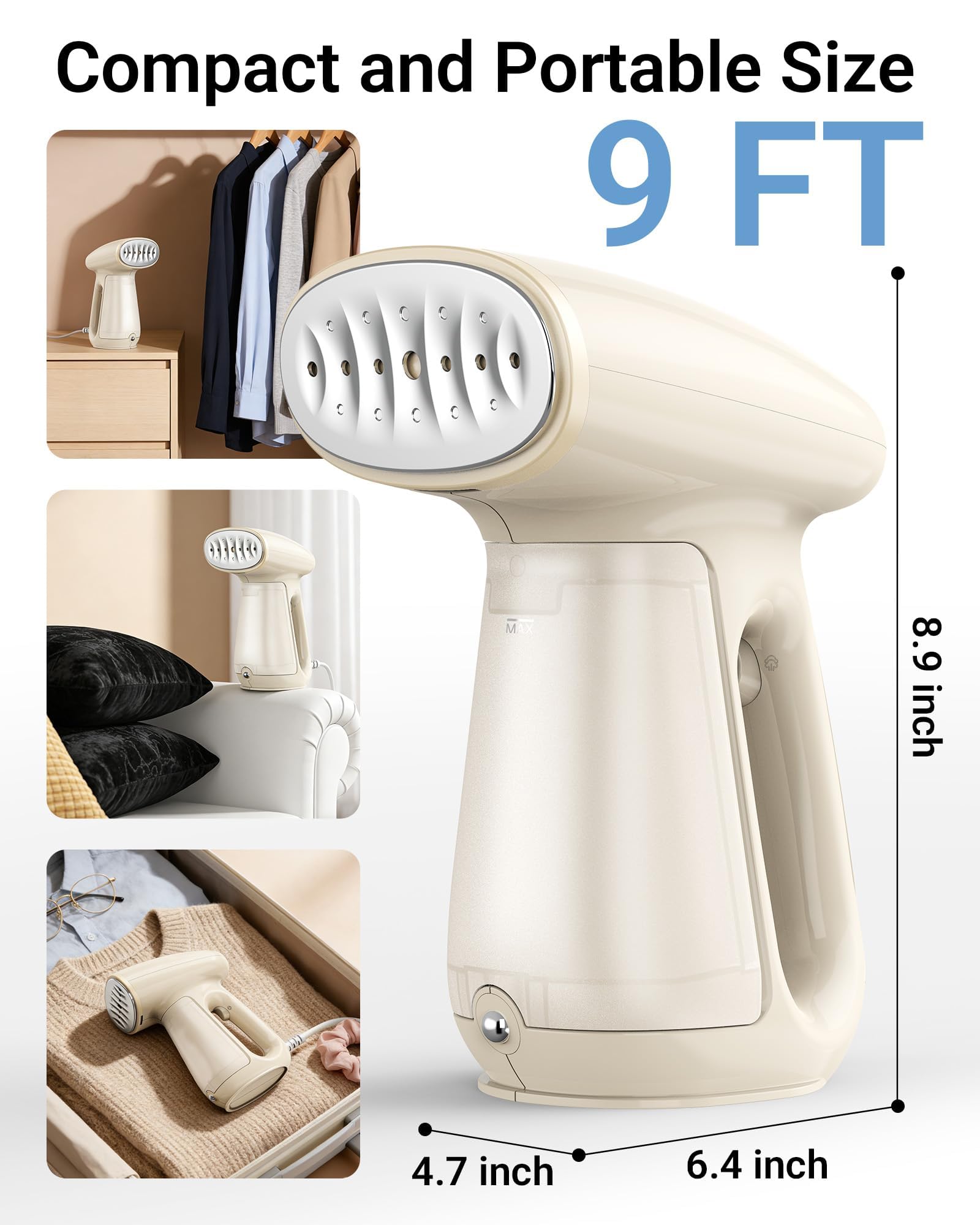 Bear Steamer for Clothes, 1300W 25s Heat-Up Clothes Steamer with 230ml Tank
