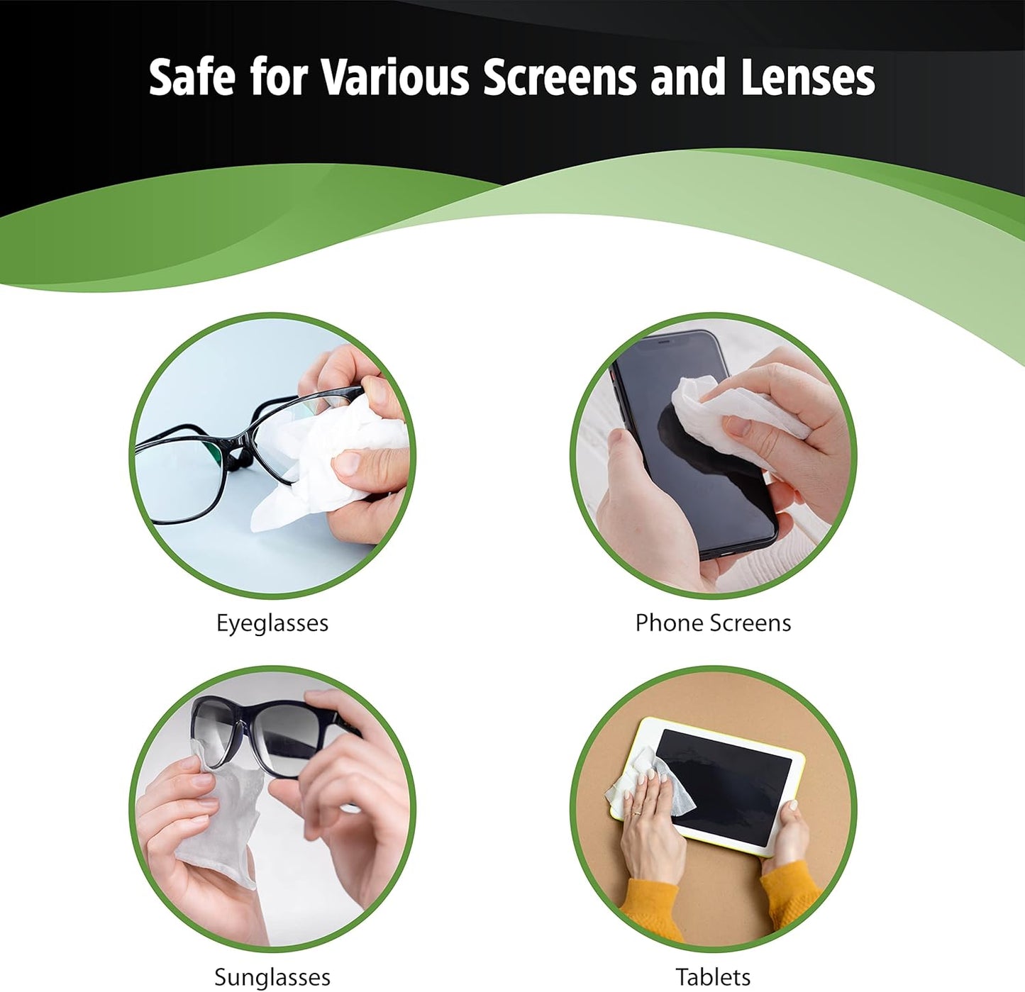 HandyClean Pre-Moistened Lens Cleaning Wipes, Eyeglass Wipes, Screen Wipes, 200 ct of 6 x 5 inches Individually Packed Lens Cleaner Wipes