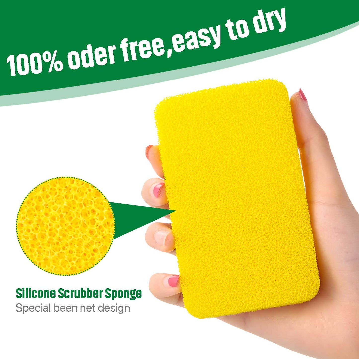 Patelai 10 Pcs Silicone Sponge for Dishes, Kitchen Silicone Dish Scrubber