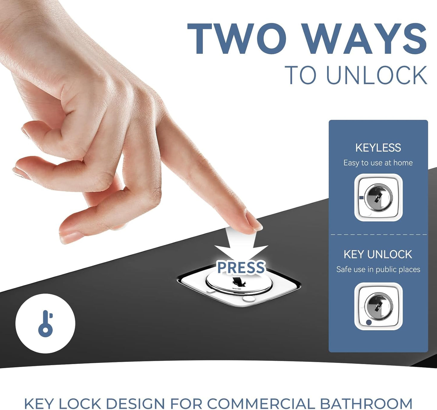 Commercial Paper Towel Dispenser Wall Mount C-Fold Multifold Trifold Towels Dispenser for Bathroom，Two Key Lock Design No-Drilling Adhesive & Screws Included, ABS Built (Black-PN6012)