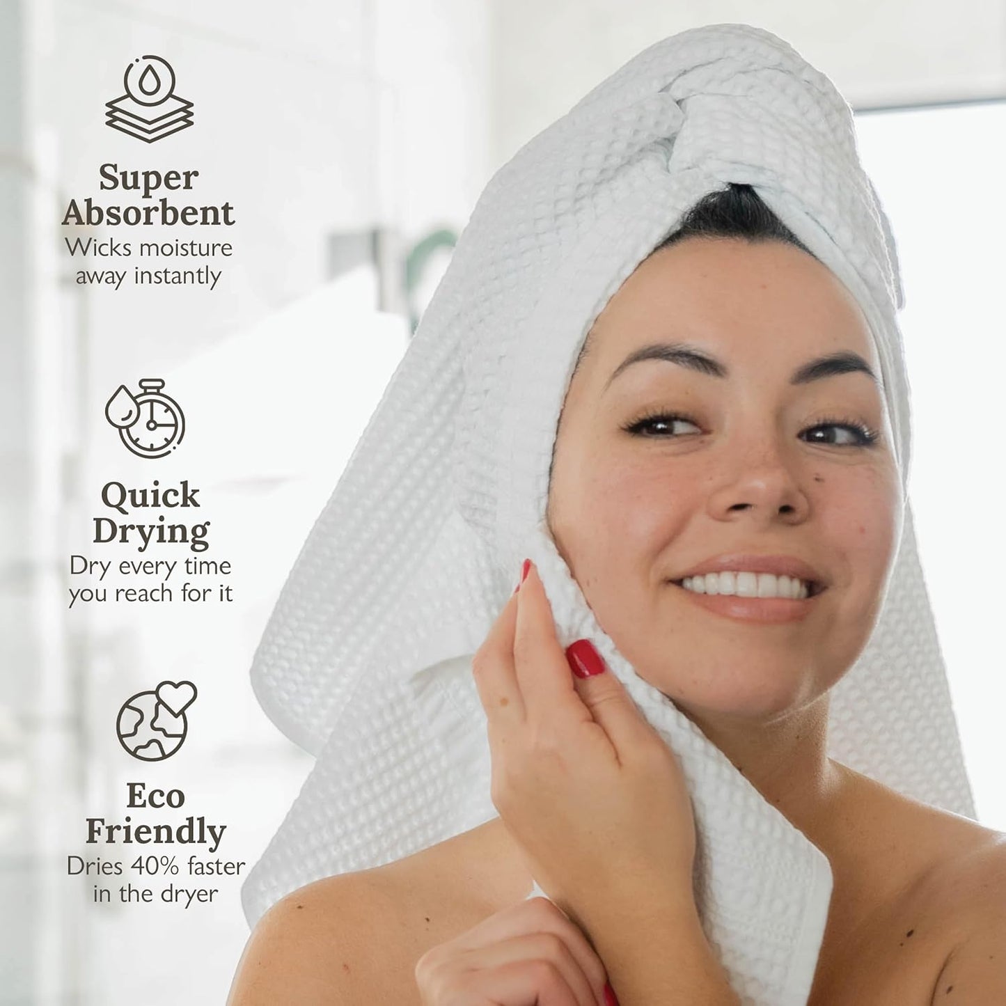 GILDEN TREE Waffle Towel Set Quick Dry Thin | 2 Bath Towels | 2 Hand Towels | 2 Washcloths, Classic Style (Stone)