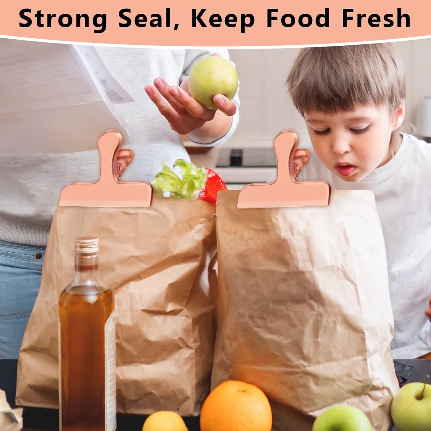 FINDMAG 8 Pack Chip Clips Food Bag Clips Heavy Duty Food Bag Clamp, 3 Inch Wide Stainless Steel Chip Metal Hinge File Clamps