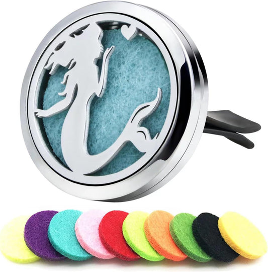 30mm Car Essential Oil Diffuser Vent Clip Air Freshener Vent Clips Aromatherapy with 10 Felt Pads Car Accessories Mother's Day for Women (Mermaid)