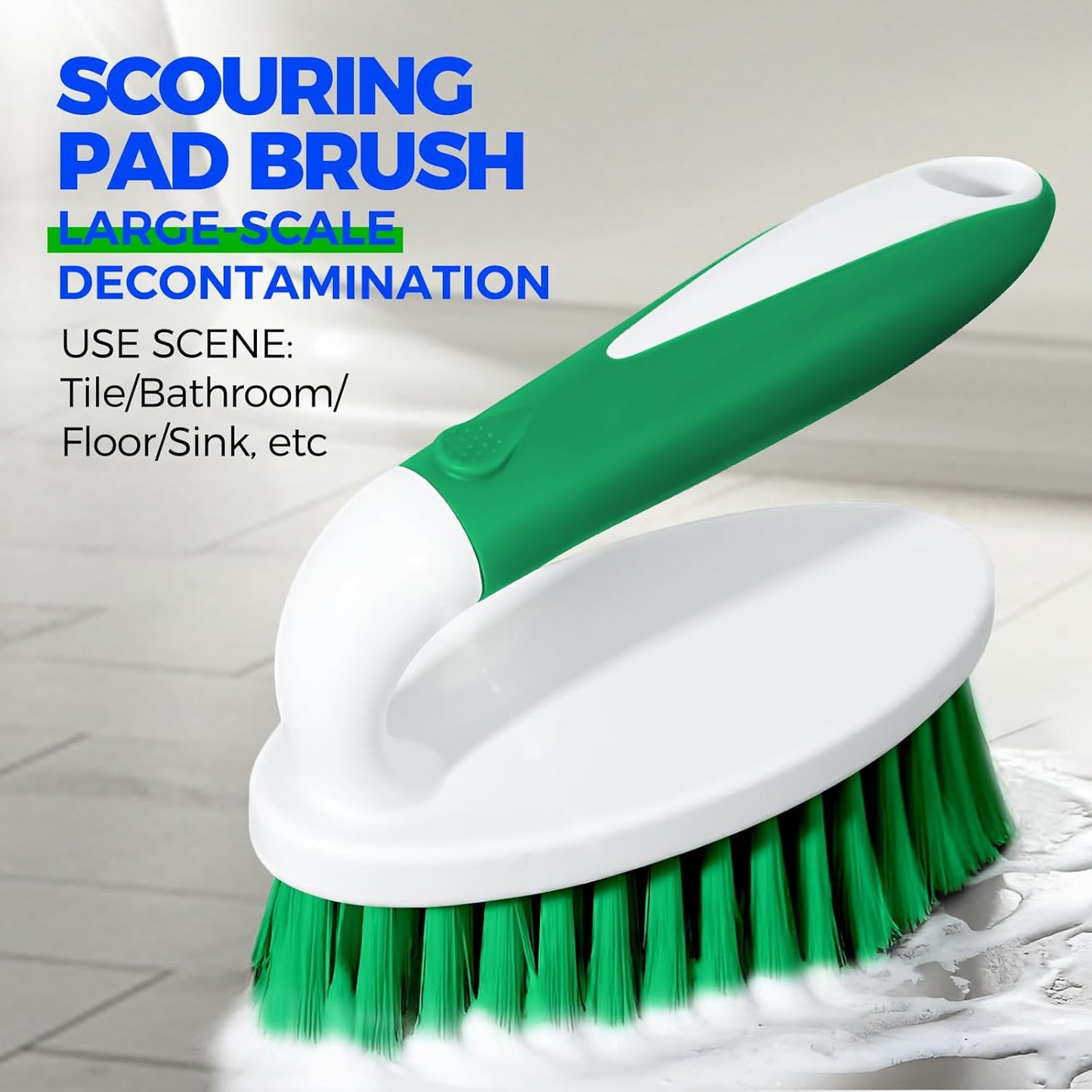 Holikme Cleaning Brush Set for Household Use, Scrub Brush, Kitchen Brush, Tile Lines Brush for Bathroom, Floor, Tub, Shower and Kitchen Surface (Green)