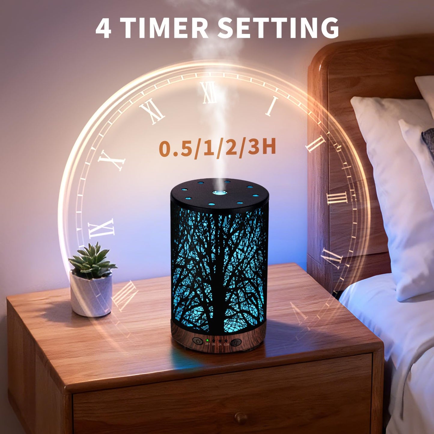 JOYOLO Essential Oil Diffuser 120ML Metal Aromatherapy Diffuser with Timer, Cool Mist Humidifier