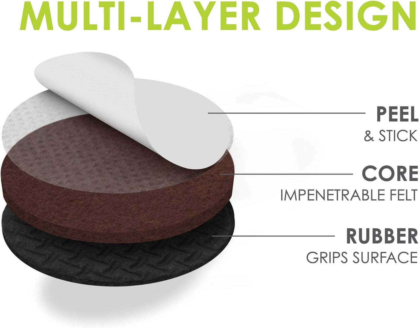 Slipstick GorillaPads CB147 Non Slip Furniture Pads/Gripper Feet (Set of 16) Self Adhesive Rubber Floor Protectors, 1 inch Round, Black